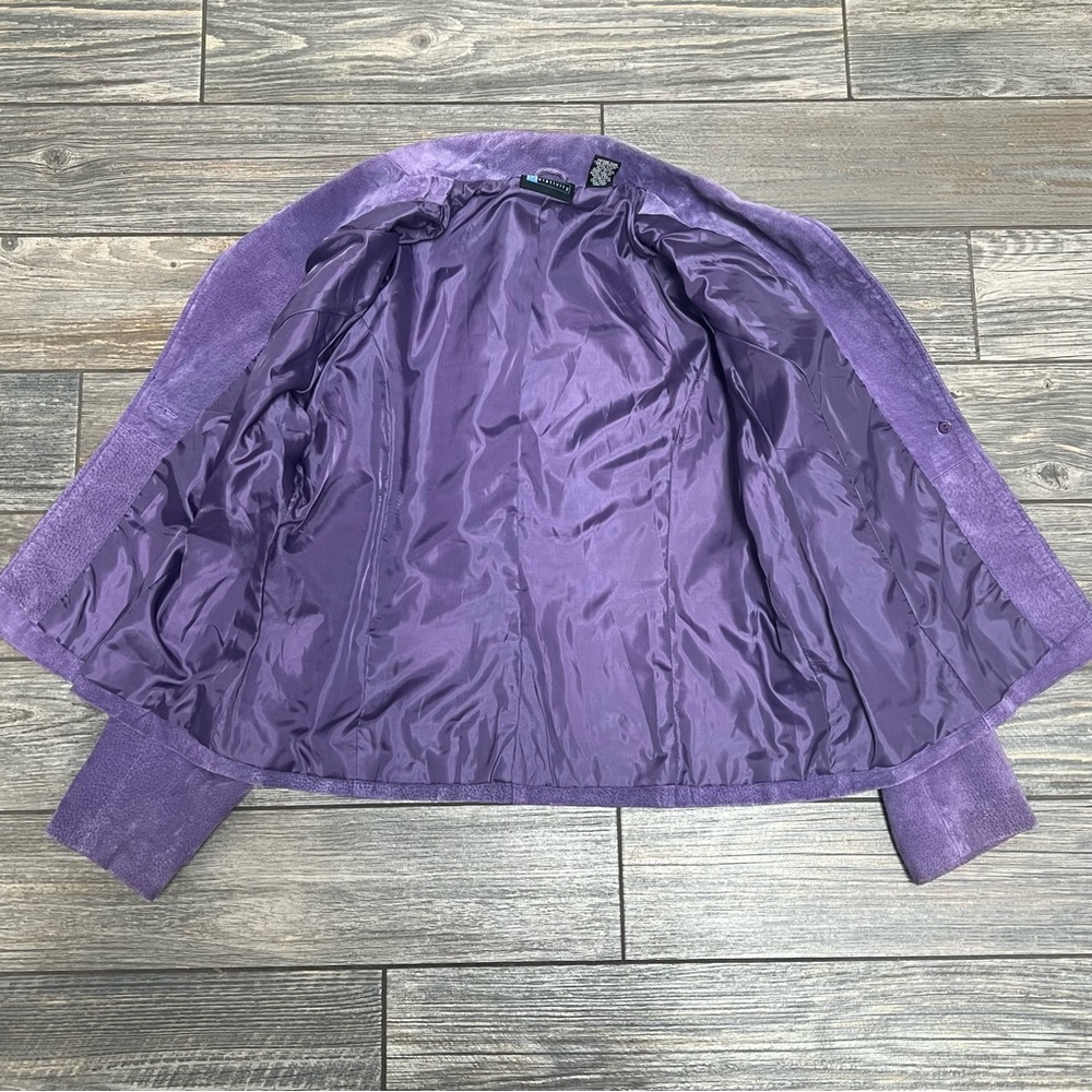 Vintage 90’s Relativity Purple Suede Blazer Jacket Size LP Large Petite Leather - Picture 7 of 16